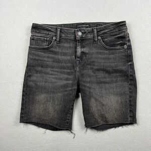 Lucky Brand Women 6/28 Black The Bermuda Shorts Denim Raw Hem Cut Off Stretch